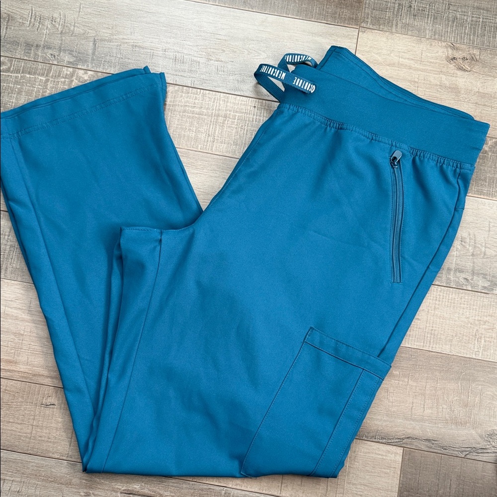 Med Couture Teal Scrub Pants with Zip Pocket